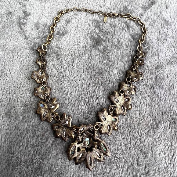 Sugarfix Rhinestone Bib Necklace Marquise Cut Gold Tone Chain 18 inch - Picture 6 of 6